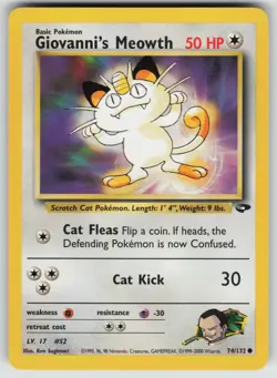 Giovanni's Meowth 74/132 Common Gym Challenge Pokemon Unlimited Lightly Played - Image 1