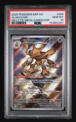 Pokemon TCG Alakazam 009 Mega Evolution Promo PSA 10. NO DAMAGE ON SLAB - Image 1