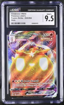🔥🔥🔥 CGC 9.5 Cinderace VMAX 045/264 Fusion Strike 2021 Pokemon Card - Image 1
