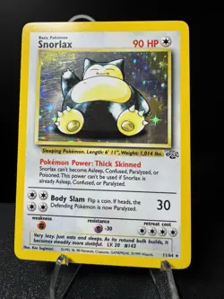 Pokemon TCG Snorlax Holo Card Jungle Set, Unlimited Rare, Card 11/64 LP - Image 1