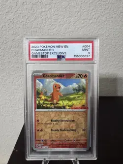 Pokemon TCG Charmander GameStop Exclusive Reverse Holo Promo Card 004/165 PSA 9 - Image 1