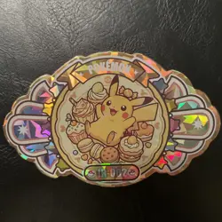 Pikachu Diecut Badge IR 002 Pokemon Mengka Vol 2 Card Pack Fresh mint holo - Image 1