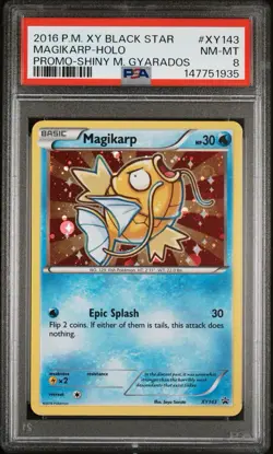 2016 Pokemon XY Black Star Ptomo Shiny M. Gyarados #XY143 Magikarp Holo PSA 8 - Image 1