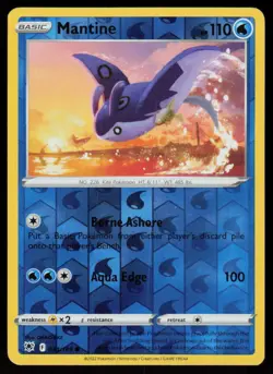 Mantine 034/189 Common Astral Radiance Pokemon Reverse Holo Lightly Played - Image 1
