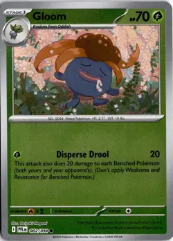 Gloom 002/094 Reverse Holo ME02: Phantasmal Flames Pokemon Card TCG - Image 1