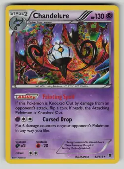 Chandelure 43/119 Phantom Forces Pokemon Holo DMG - Image 1