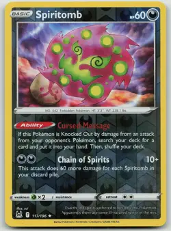 Pokemon Spiritomb 117/196 Lost Origin Rare Reverse Holo NM - Image 1