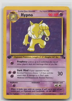 Hypno 23/62 Rare Fossil Pokemon 1st Edition Moderately Played - Image 1