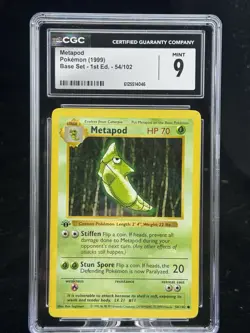 Metapod #54 1st Edition Base Set 1999 Pokemon Game CGC 9 🍃 - Image 1