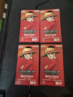 One Piece TCG OP-13 Carrying On His Will Sleeved Booster Pack Lot of 4 English - Image 1