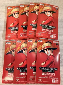 One Piece OP-13 Carrying On His Will Sleeved Booster Packs SEALED (LOT OF 8) - Image 1