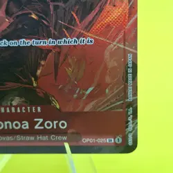 One Piece Card Game Roronoa Zoro OP01-025 Romance Dawn English Alt Art TCG NM - Image 4
