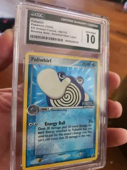 (TOP POP 8) CGC 10 GEM MINT Pokemon Poliwhirl Stamped Holo ERROR 68/115 EX 2005 - Image 1