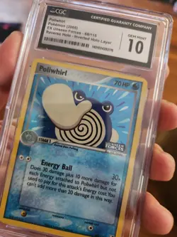 (TOP POP 8) CGC 10 GEM MINT Pokemon Poliwhirl Stamped Holo ERROR 68/115 EX 2005 - Image 2