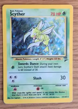 Vintage Pokemon TCG - Base Set 2 - Unlimited Scyther 017/130 Holo: NM- - Image 1