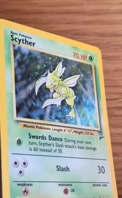 Vintage Pokemon TCG - Base Set 2 - Unlimited Scyther 017/130 Holo: NM- - Image 3