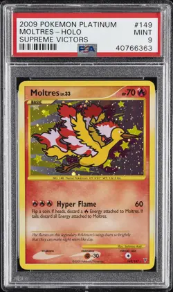 2009 POKEMON PLATINUM SUPREME VICTORS #149 MOLTRES-HOLO PSA 9 - Image 1
