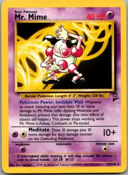 Mr. Mime 27/130 Rare Base Set 2 Pokemon Moderately Played - Image 2
