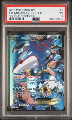 2015 POKEMON XY DOUBLE CRISIS #6 FULL ART/TEAM AQUA'S KYOGRE EX PSA 7 - Image 1