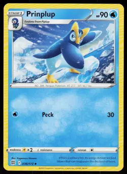 Prinplup 036/172 Uncommon Brilliant Stars Pokemon Near Mint - Image 1