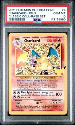 Charizard 4/102 Pokemon Celebrations Classic Coll. Base Set PSA 10 GEM MT - Image 3