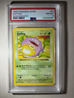 1999 POKEMON BASE SET SHADOWLESS #51 KOFFING PSA 8 LOW POPULATION - Image 1