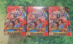 THREE Pokemon Mega Evolution Build & Battle pre-release kit SEALED In Hand - Image 3