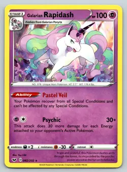GALARIAN RAPIDASH 082/202 R SWORD & SHIELD POKEMON LP IRIBI - Image 1