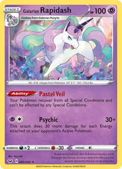 GALARIAN RAPIDASH 082/202 R SWORD & SHIELD POKEMON LP IRIBI - Image 4