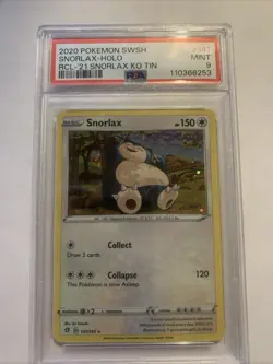 2020 Pokemon Sword & Shield Rebel Clash Snorlax Holo #141 RCL 21 Ko Tin PSA 9 💎 - Image 1