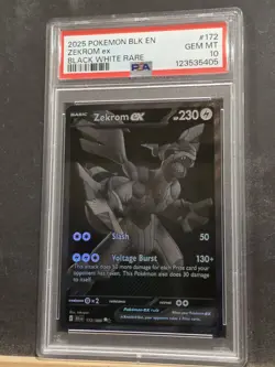 2025 POKEMON BLK EN-BLACK BOLT BLACK WHITE RARE #172 ZEKROM EX PSA 10 - Image 1