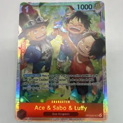 Bandai One Piece Card Game Ace & Sabo & Luffy OP13-007 Eng Foil Alt Art SR - Image 1