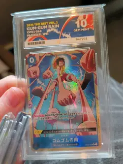 One Piece CCG TCG 3 X Monkey D Luffy Graded ACE 10 Slabs English And Japanese. - Image 1