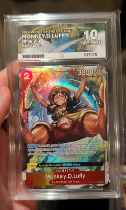 One Piece CCG TCG 3 X Monkey D Luffy Graded ACE 10 Slabs English And Japanese. - Image 3