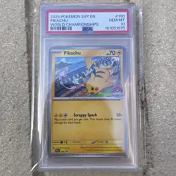 Pikachu 190 World Championships Svp En-Sv Black Star Promo Pokemon PSA 10 - Image 1