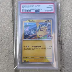 Pikachu 190 World Championships Svp En-Sv Black Star Promo Pokemon PSA 10 - Image 2