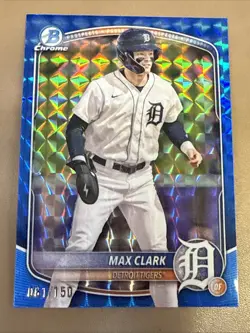 2025 Bowman Chrome Prospects Max Clark #BCP-24 Blue Geometric Refractor /150 - Image 1