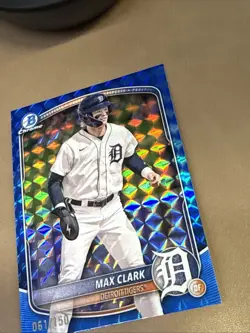 2025 Bowman Chrome Prospects Max Clark #BCP-24 Blue Geometric Refractor /150 - Image 3
