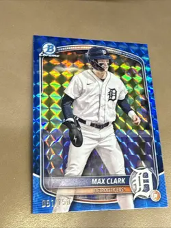 2025 Bowman Chrome Prospects Max Clark #BCP-24 Blue Geometric Refractor /150 - Image 4