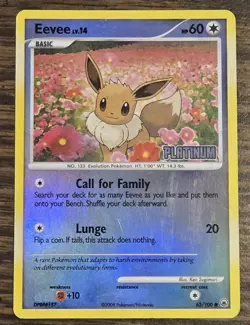 Eevee Basic 62/100 Platinum Stamped Burger King Promo Majestic Dawn Pokemon - Image 1