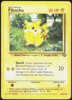 Pikachu 60/64 Common Jungle Pokemon Unlimited Heavily Played - Image 1