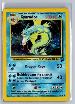 Gyarados 7/130 Holo Rare Base Set 2 Pokemon Holo Heavily Played - Image 1