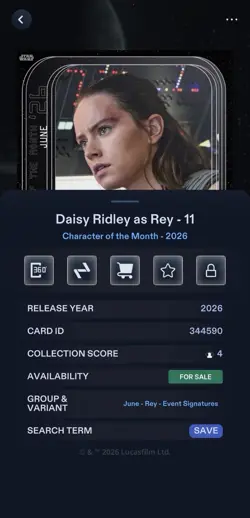 Star Wars Card Trader Character of the Month 2026 Rey - 11 COTM Super Rare - Image 2