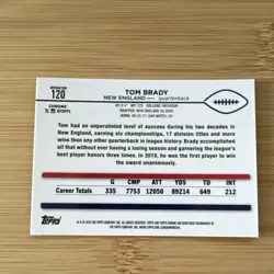 Topps 2024 Chrome Tom Brady #120 Refractor New England Patriots Football Card - Image 2