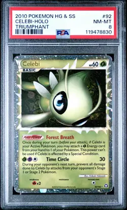 2010 POKEMON TRIUMPHANT CELEBI PRIME #92 ULTRA RARE PSA 8 NEAR MINT #119478830 - Image 1