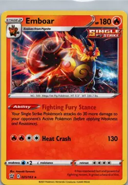 Pokemon TCG Emboar 25/163 Battle Styles Holo NM - Image 1
