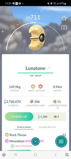 Pokemon Go Shiny Lunatone - Image 1