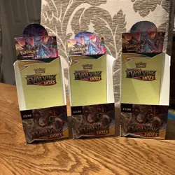 Pokemon TCG Evolving Skies Empty Half Booster Boxes X3 (No Packs) - Image 1