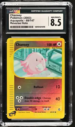 2003 Pokemon Chansey Aquapolis Reverse Holo #69 CGC 8.5 NM MINT + - Image 1