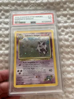 2000 POKEMON GYM HEROES HOLO #14 SABRINA'S GENGAR PSA 7 *Crazy Swirl* - Image 2
